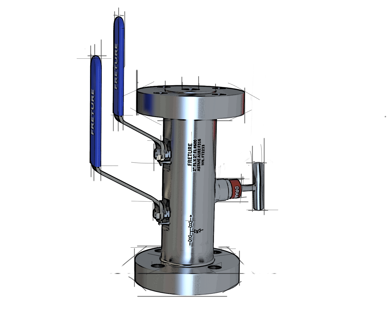 thumbnail image 2 of Midline Valve 1'' X 1'' X 1'' X 6'' Con Edison Black Steel Ball Valve Meter Bar 2 of 4